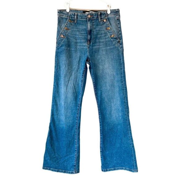 Karl Lagerfeld Flare Leg Stretch Denim Sailor Jeans Size 14 - Picture 3 of 10